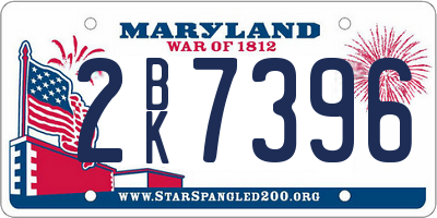 MD license plate 2BK7396