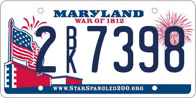 MD license plate 2BK7398