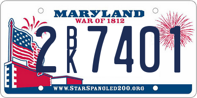 MD license plate 2BK7401