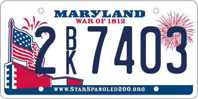 MD license plate 2BK7403