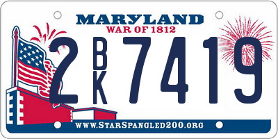MD license plate 2BK7419