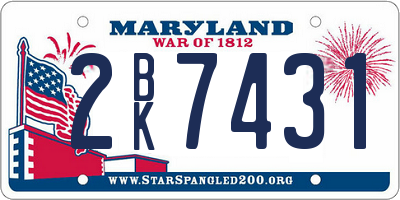 MD license plate 2BK7431