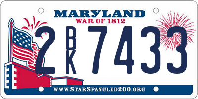 MD license plate 2BK7433