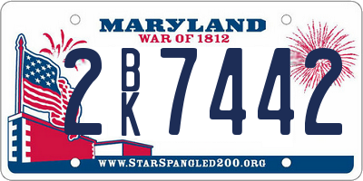 MD license plate 2BK7442