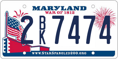 MD license plate 2BK7474