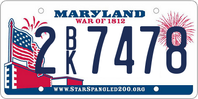 MD license plate 2BK7478