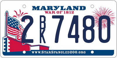 MD license plate 2BK7480