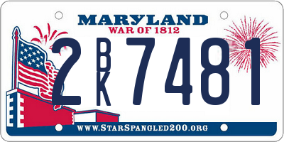 MD license plate 2BK7481
