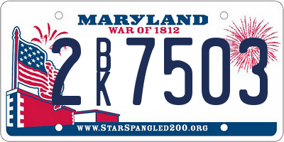 MD license plate 2BK7503