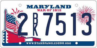 MD license plate 2BK7513