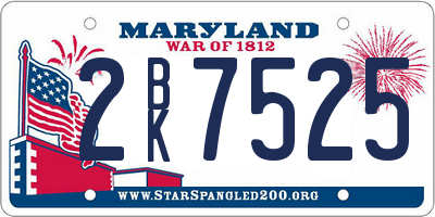 MD license plate 2BK7525