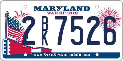 MD license plate 2BK7526