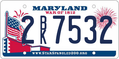 MD license plate 2BK7532