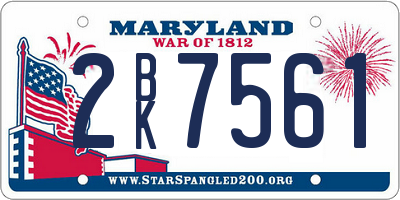 MD license plate 2BK7561