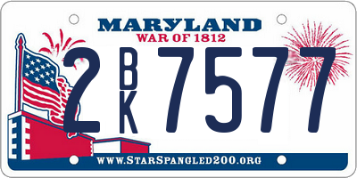 MD license plate 2BK7577