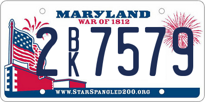 MD license plate 2BK7579