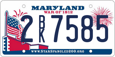 MD license plate 2BK7585