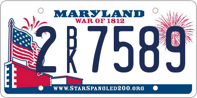 MD license plate 2BK7589