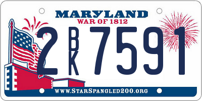 MD license plate 2BK7591