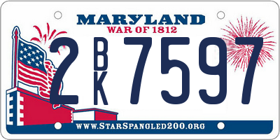 MD license plate 2BK7597