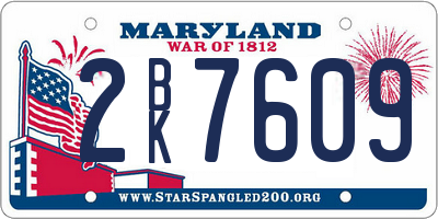 MD license plate 2BK7609