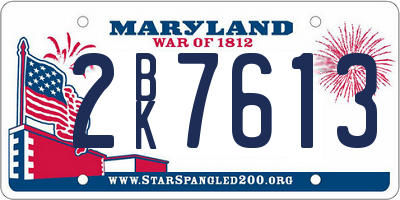 MD license plate 2BK7613