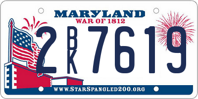MD license plate 2BK7619