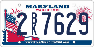 MD license plate 2BK7629