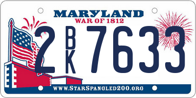 MD license plate 2BK7633