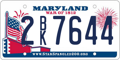 MD license plate 2BK7644
