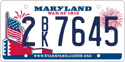 MD license plate 2BK7645