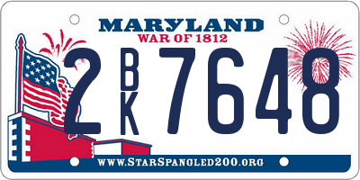 MD license plate 2BK7648