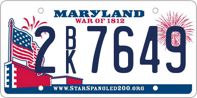 MD license plate 2BK7649
