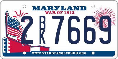 MD license plate 2BK7669