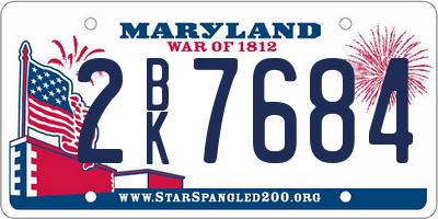 MD license plate 2BK7684
