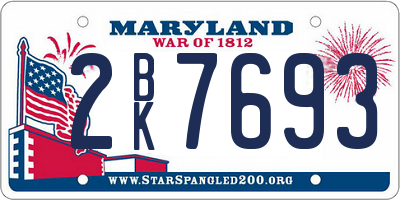 MD license plate 2BK7693