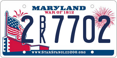 MD license plate 2BK7702
