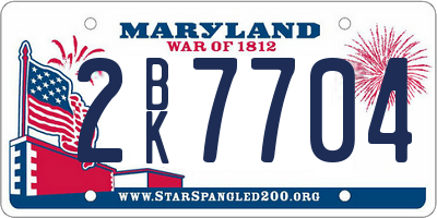 MD license plate 2BK7704