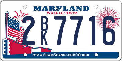 MD license plate 2BK7716