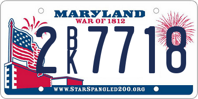 MD license plate 2BK7718