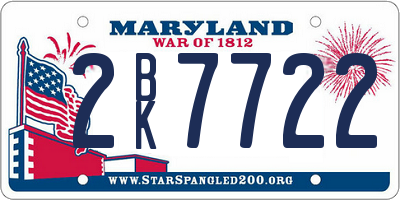 MD license plate 2BK7722