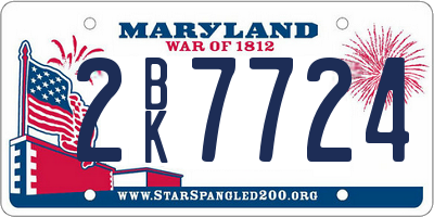 MD license plate 2BK7724