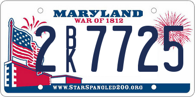 MD license plate 2BK7725