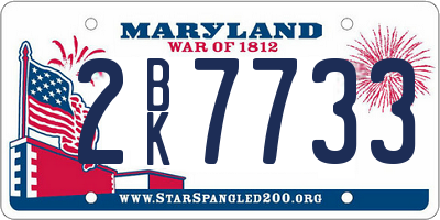 MD license plate 2BK7733