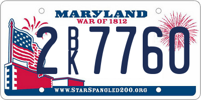 MD license plate 2BK7760