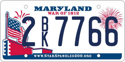MD license plate 2BK7766