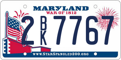 MD license plate 2BK7767
