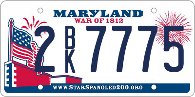 MD license plate 2BK7775