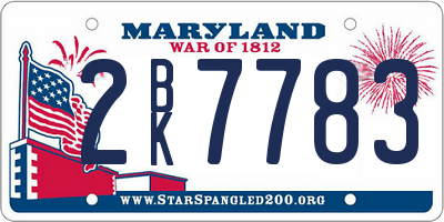 MD license plate 2BK7783