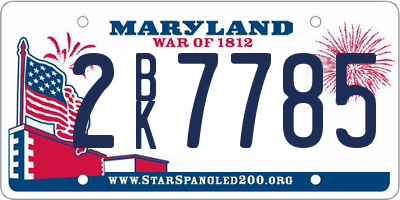 MD license plate 2BK7785